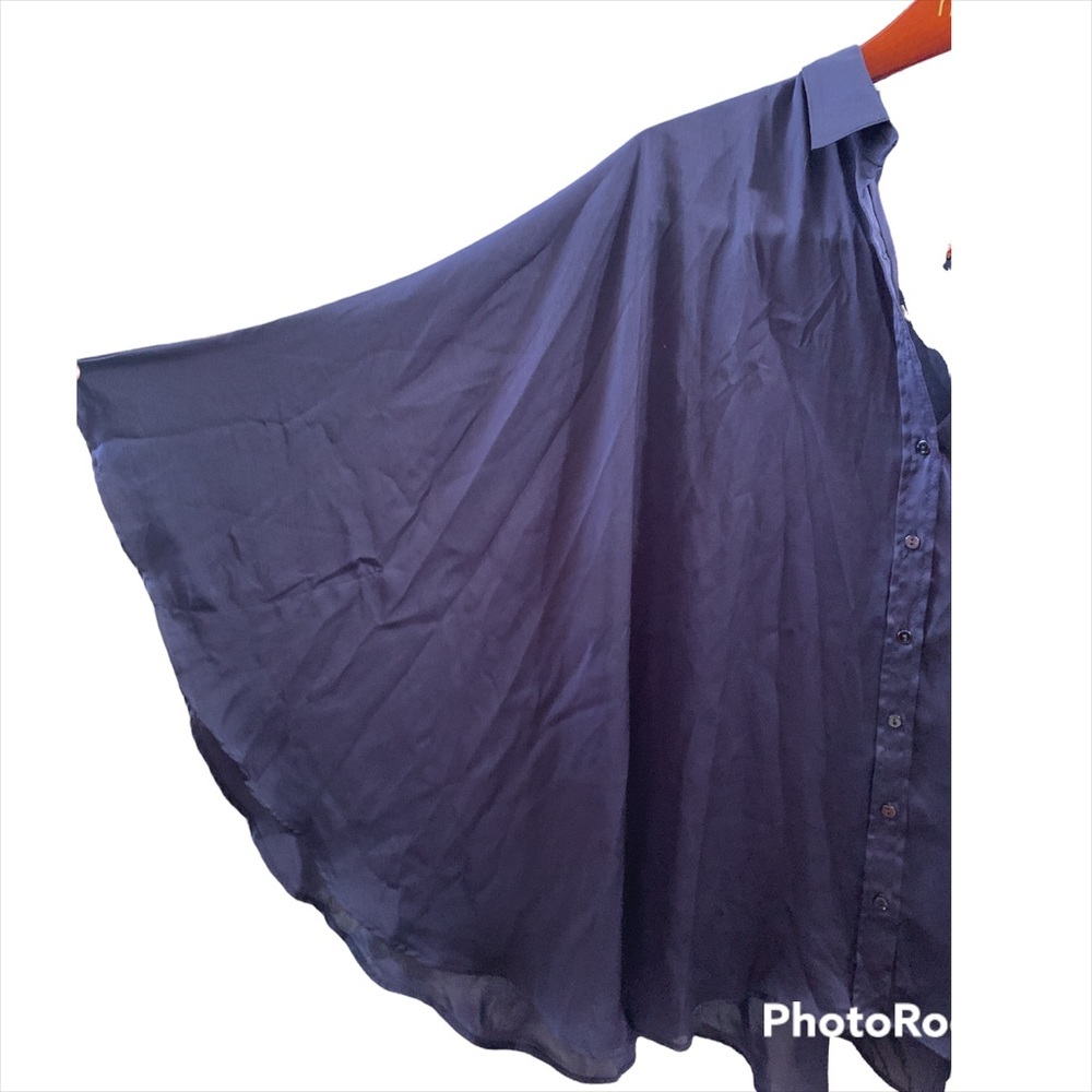 Zara Basic Cape blouse Navy Blue size Medium - Picture 6 of 8